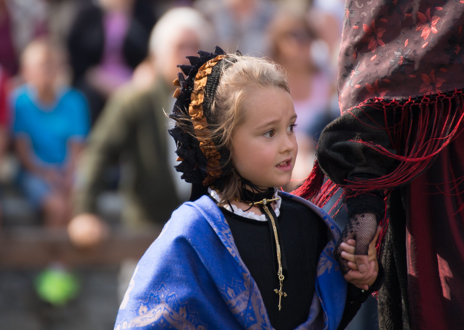 Little girl in traditional dress, Fenestrelle, 2017
